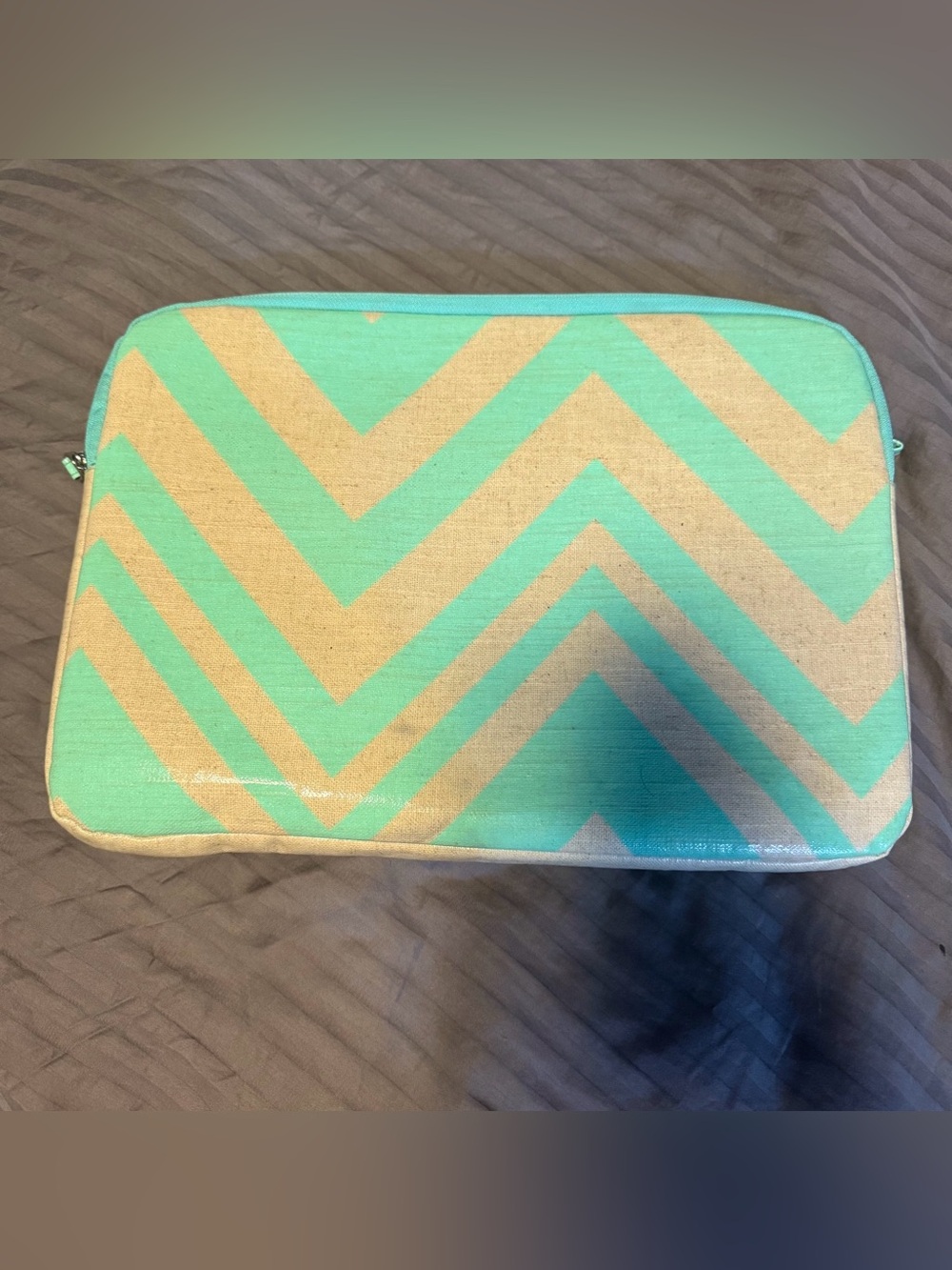 Chevron Laptop Sleeve Mint Beige